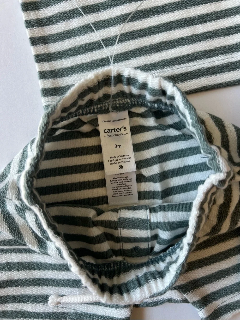 Carter’s 3pc Striped Knit Tee & Animal Print Bodysuit Set Size 3mon Green Cream